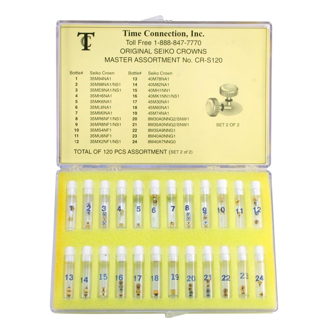 CR-S120, Original Seiko Crowns Master Assortment (Set of 120 Pieces)