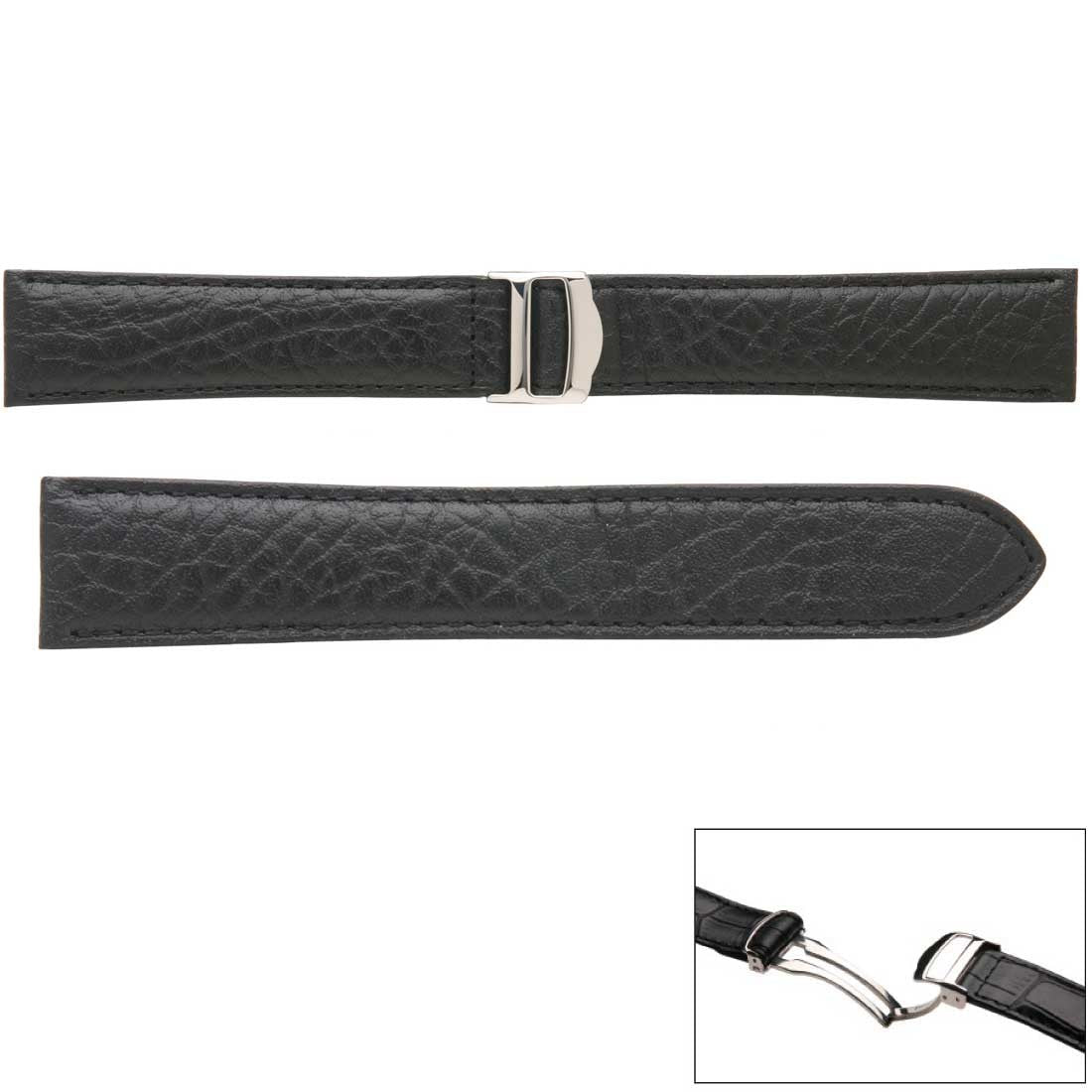 Banda No. 338 Buffalo Cartier Style Grain Fine Deployment Buckle Leather Straps (16mm~20mm)