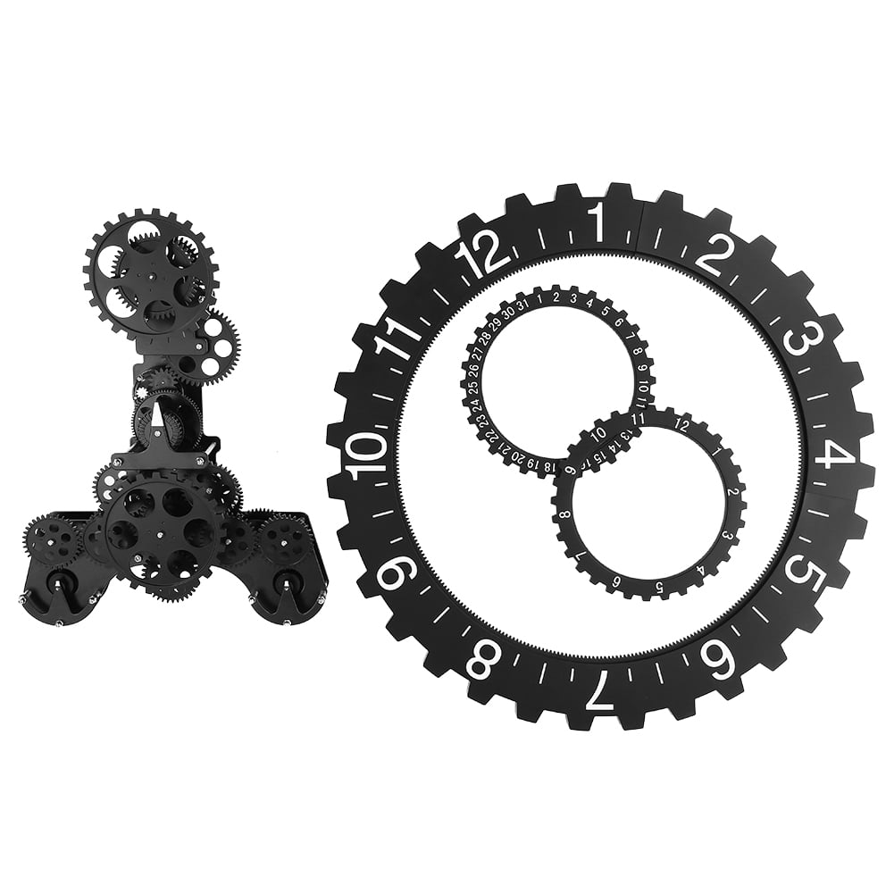 Modern Heavy Mechanical Gear Calendar / Day Wall Clock