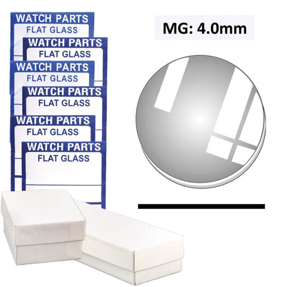 MG: 4.0mm Thick Round Flat Mineral Glass Crystal, (25.0~46.0mm) Set of 43 PCs.