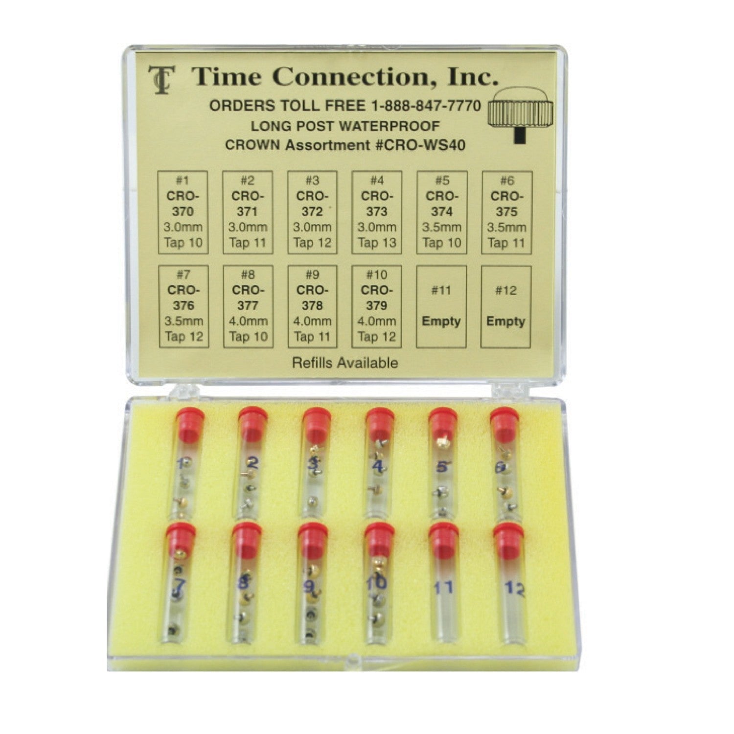 2MM Post Waterproof Crown Assortment, 40 PCs