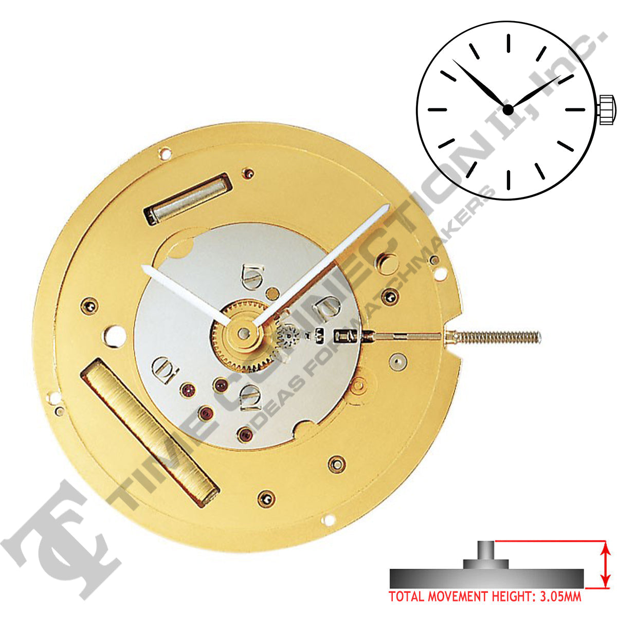 Harley Ronda 1012 2 Hands Swiss Made Quartz Movement Ht. 3.05MM