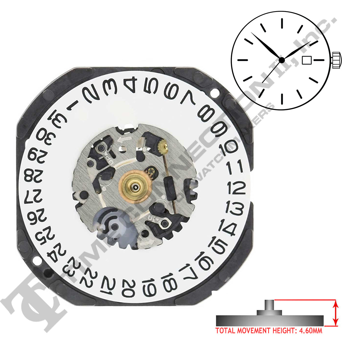 Genuine Seiko 7N32 3 Hands Quartz Movement Ht. 4.60MM