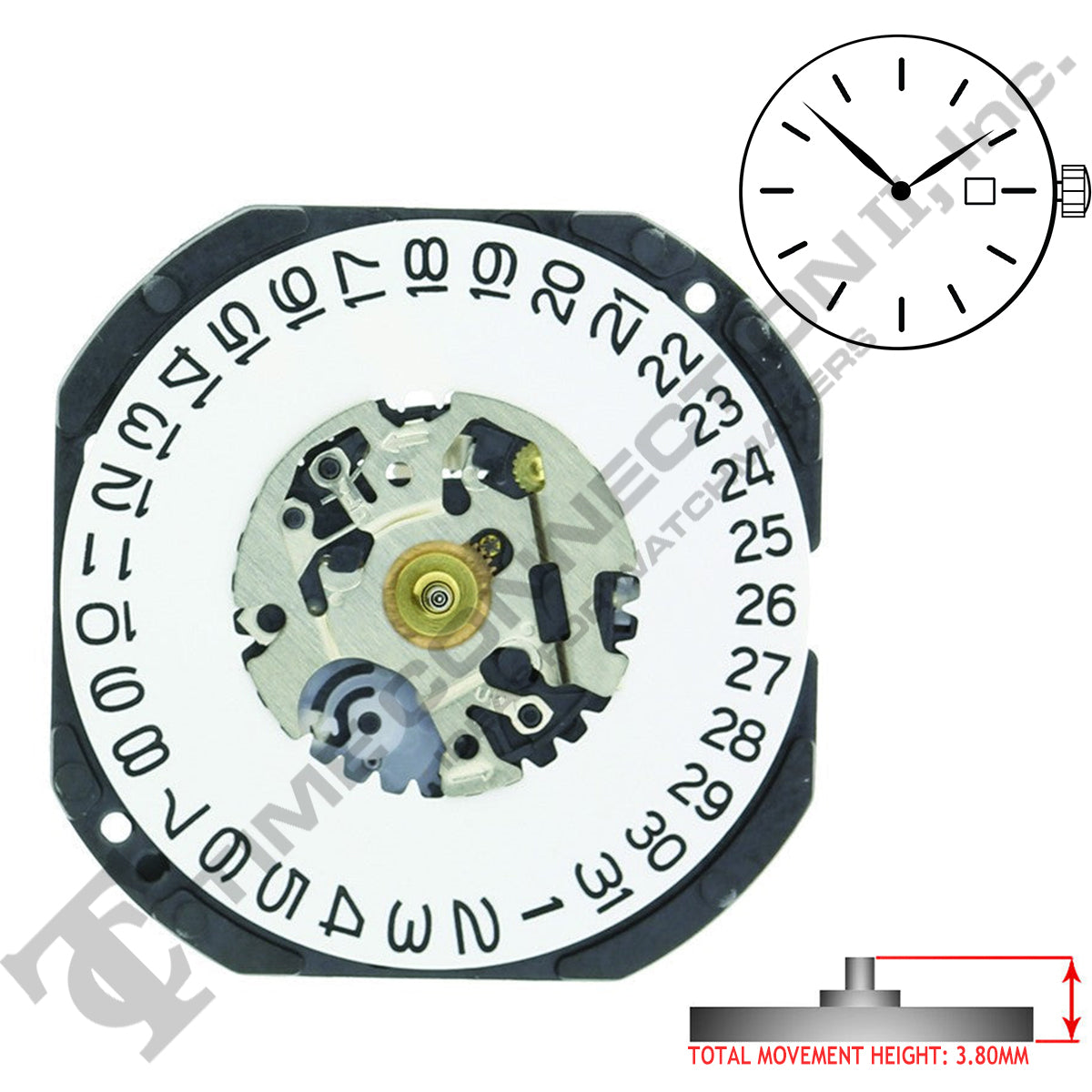 Genuine Seiko 7N39 2 Hands Quartz Movement Ht. 3.80MM