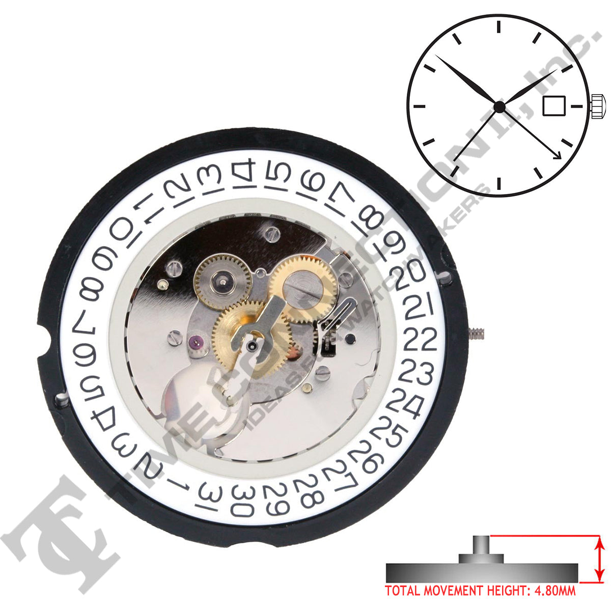 Harley Ronda 515 3 Hands (24 Hour) Quartz Movement Ht. 4.80MM