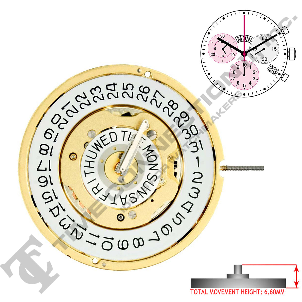 Harley Ronda 5050.E-S Swiss Made Quartz Movement Ht. 6.60MM