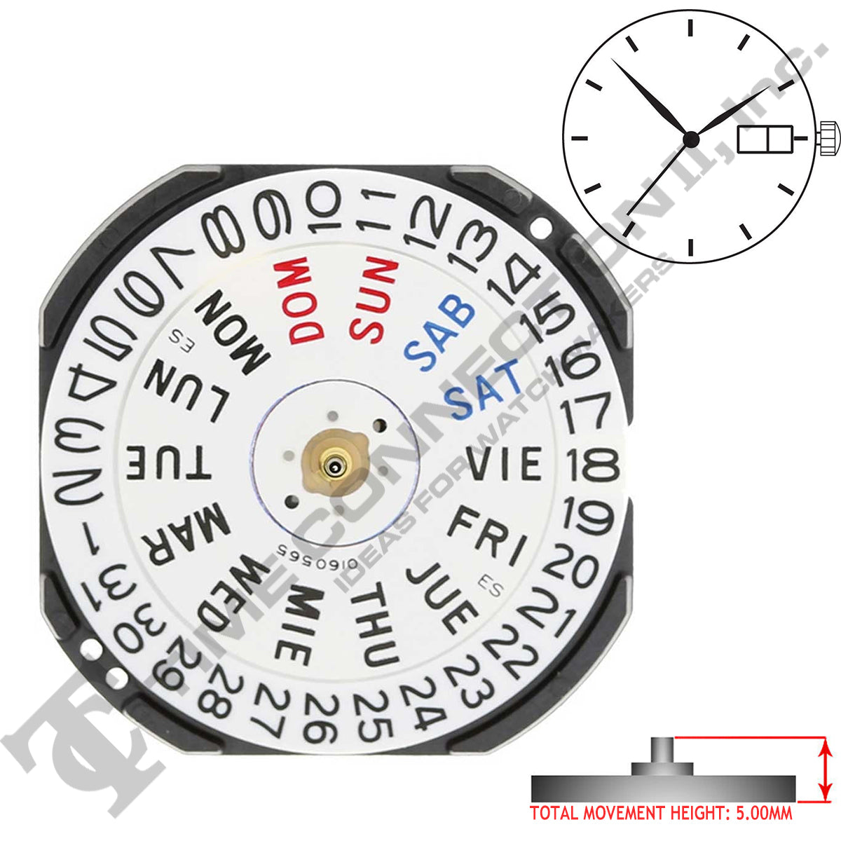 Genuine Seiko 7N43 3 Hands Quartz Movement Ht. 5.0MM