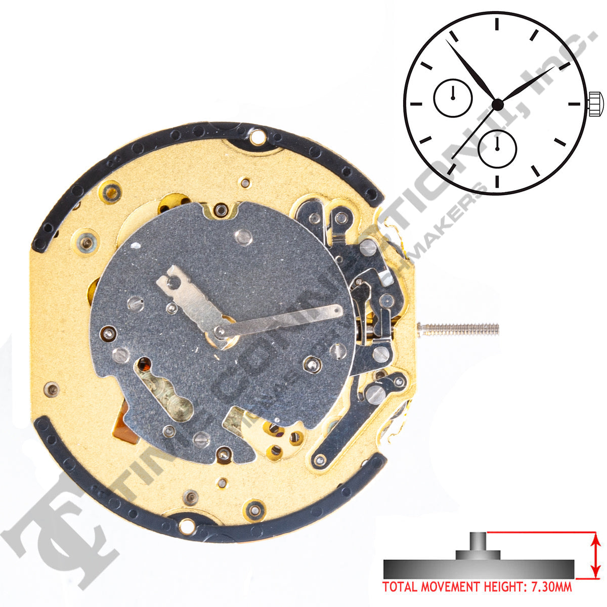 Harley Ronda 3522 3 Hands Swiss Made Quartz Movement Ht. 7.30MM