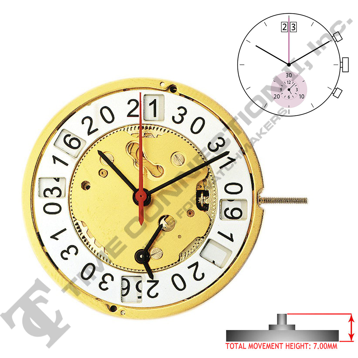 Harley Ronda 5010.B 3 Hands Swiss Made Quartz Movement Ht. 7.00MM