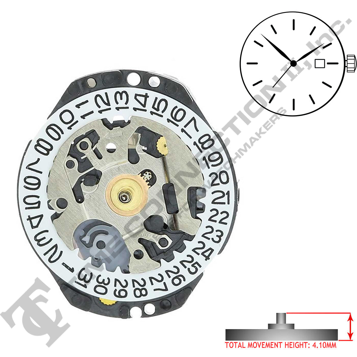 Genuine Seiko 7N82 3 Hands Quartz Movement Ht. 4.10MM