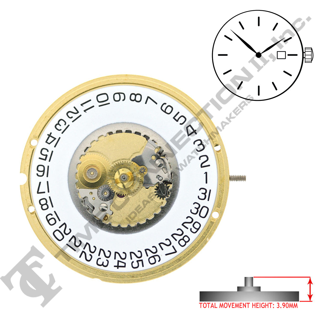 ETA 955.112 2 Hands Swiss Made Movement Ht. 3.90MM (Various Dates)