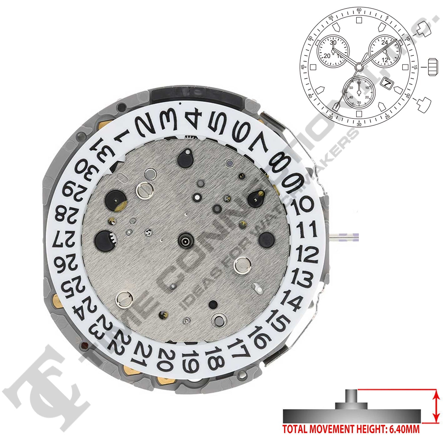 Miyota/Citizen LTD JS05 3 Hands Japan Quartz Movement Ht. 6.40MM