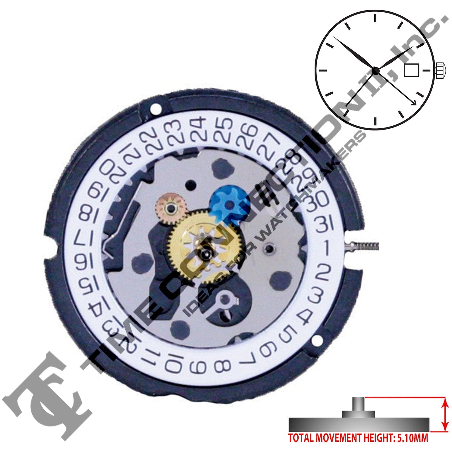 ETA 803.161 3 Hands Swiss Made Quartz Movement Ht. 5.10MM