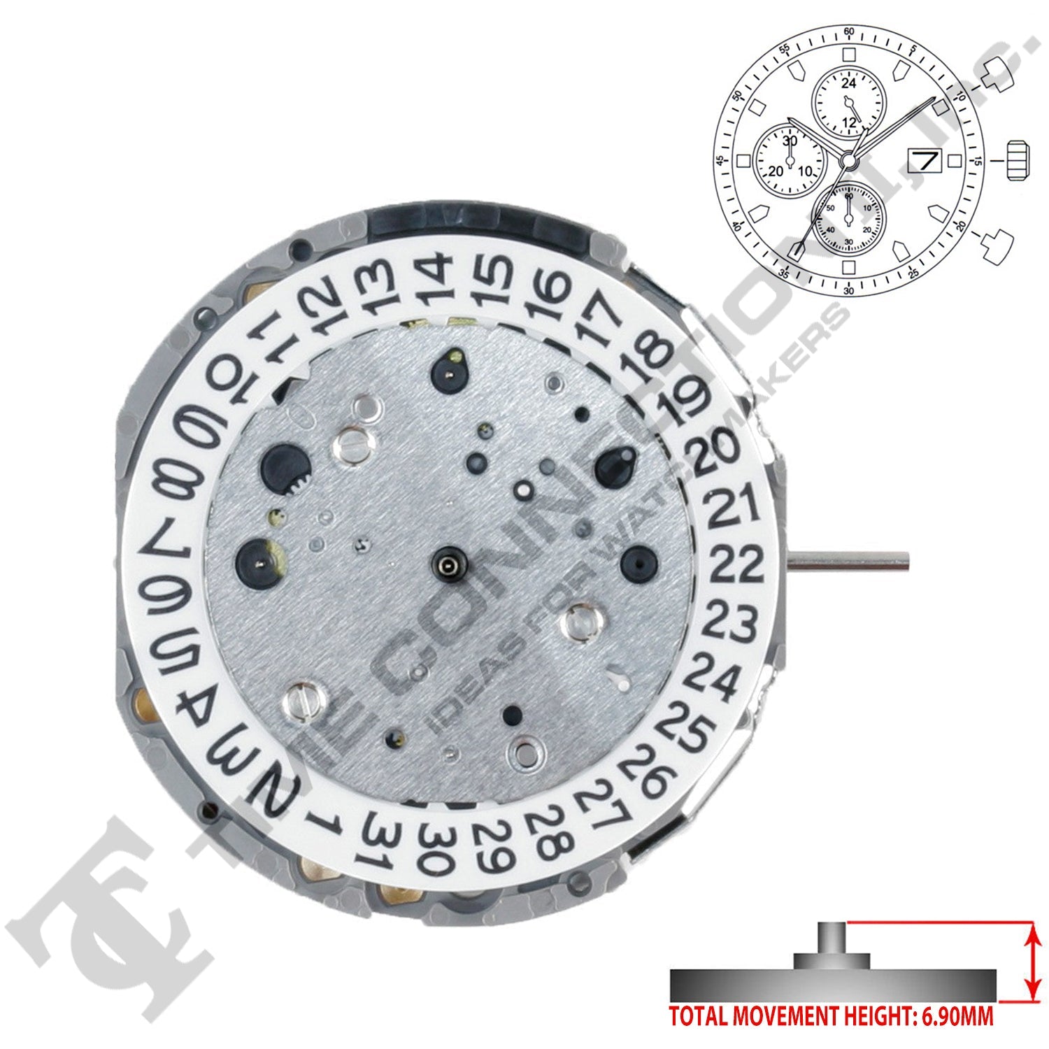 Miyota/Citizen LTD JS16 3 Hands Japan Quartz Movement Ht. 6.90MM