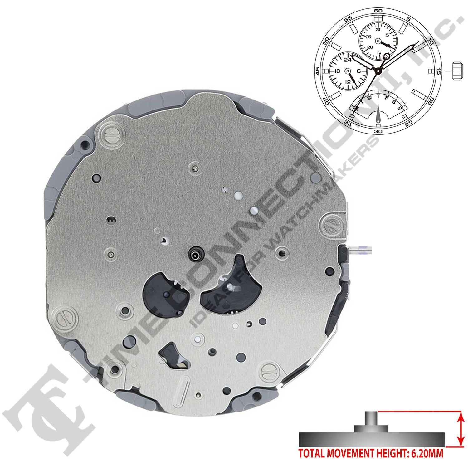 Miyota/Citizen LTD JR10 3 Hands Japan Quartz Movement Ht. 6.20MM