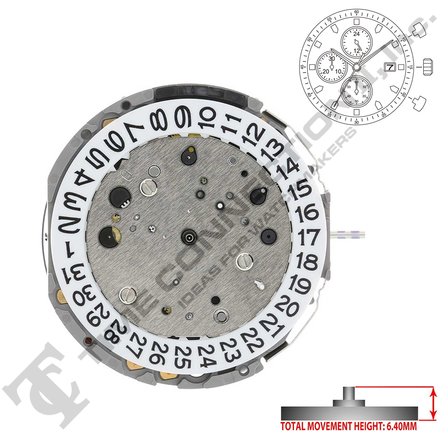 Miyota/Citizen LTD JS15 3 Hands Japan Quartz Movement Ht. 6.40MM