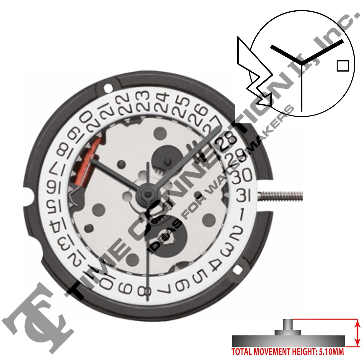 ETA 803.112 3 Hands Swiss Made Quartz Movement Ht. 5.10MM
