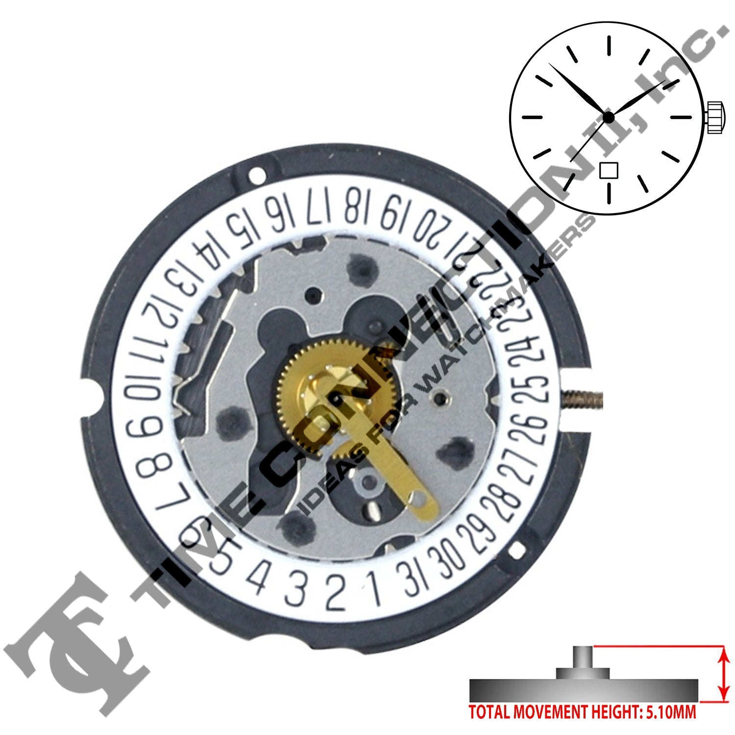 ETA 803.114 3 Hands Swiss Made Quartz Movement Ht. 5.10MM