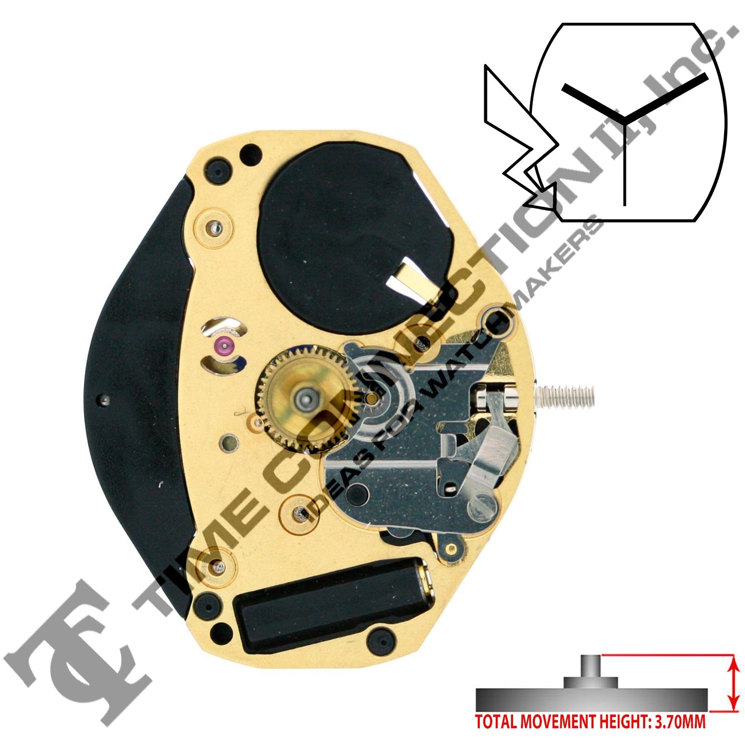 ETA 902.101 3 Hands Swiss Made Movement Ht. 3.70MM