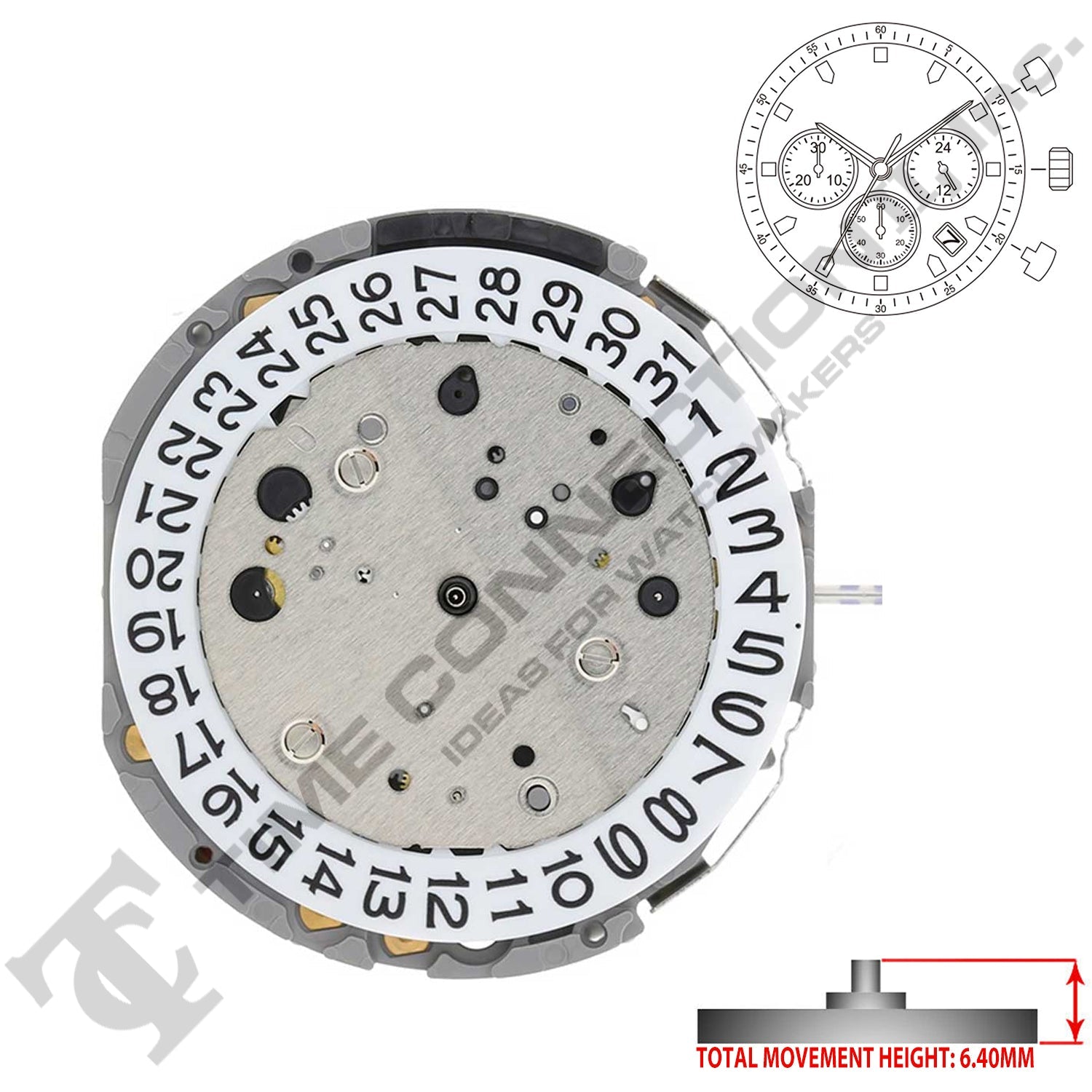 Miyota/Citizen LTD JS25 3 Hands Japan Quartz Movement Ht. 6.40MM