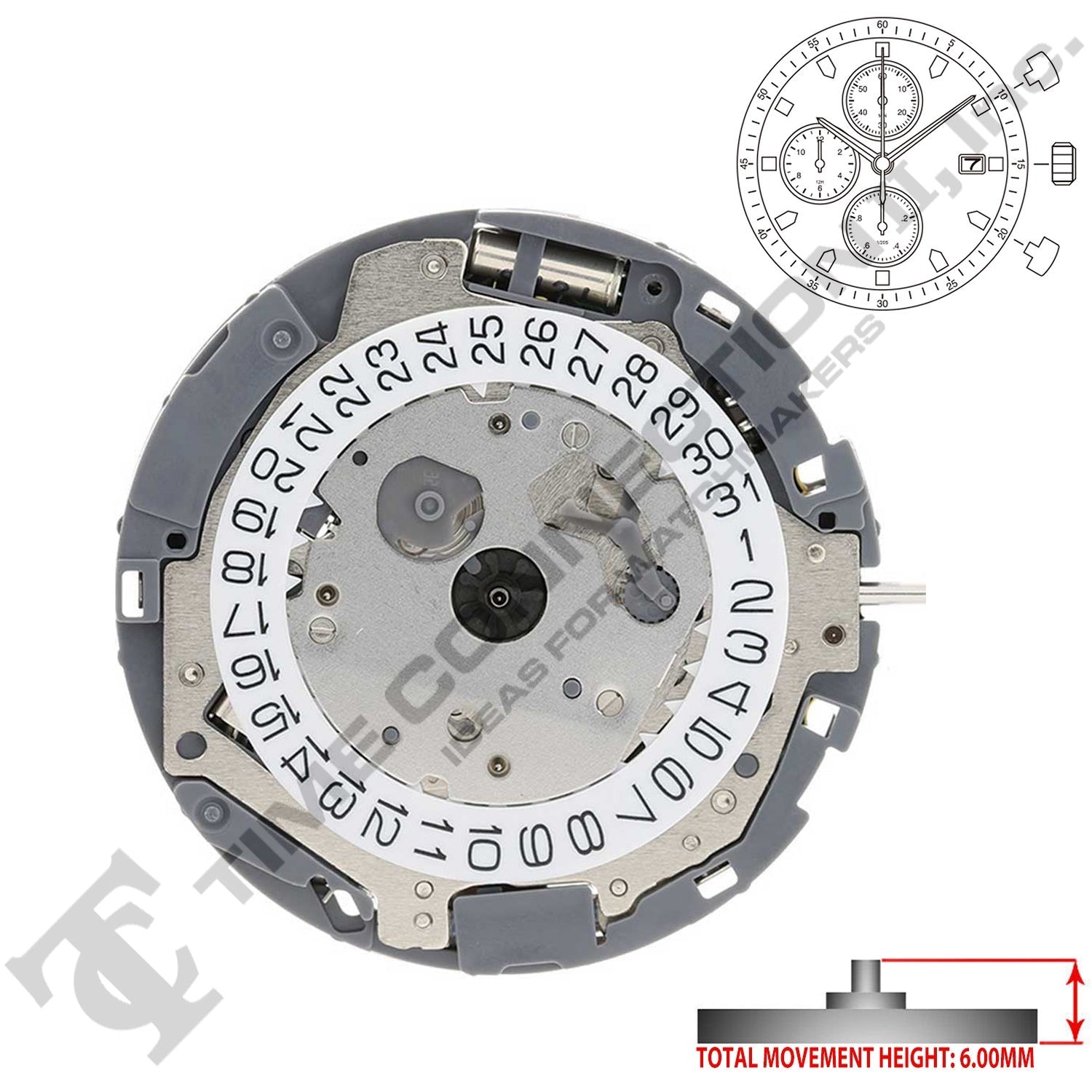 Miyota/Citizen LTD 0S60 3 Hands Japan Chronograph Quartz Movement Ht. 6.00MM
