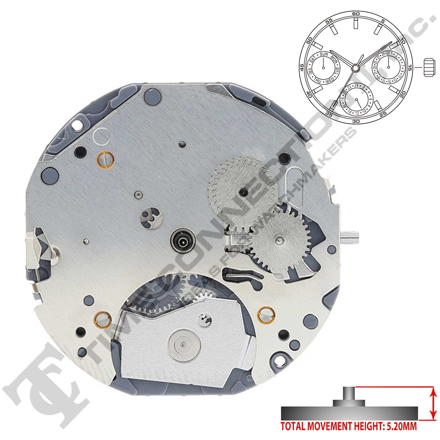 Miyota/Citizen LTD 6P29 3 Hands Japan Quartz Movement Ht.5.25MM