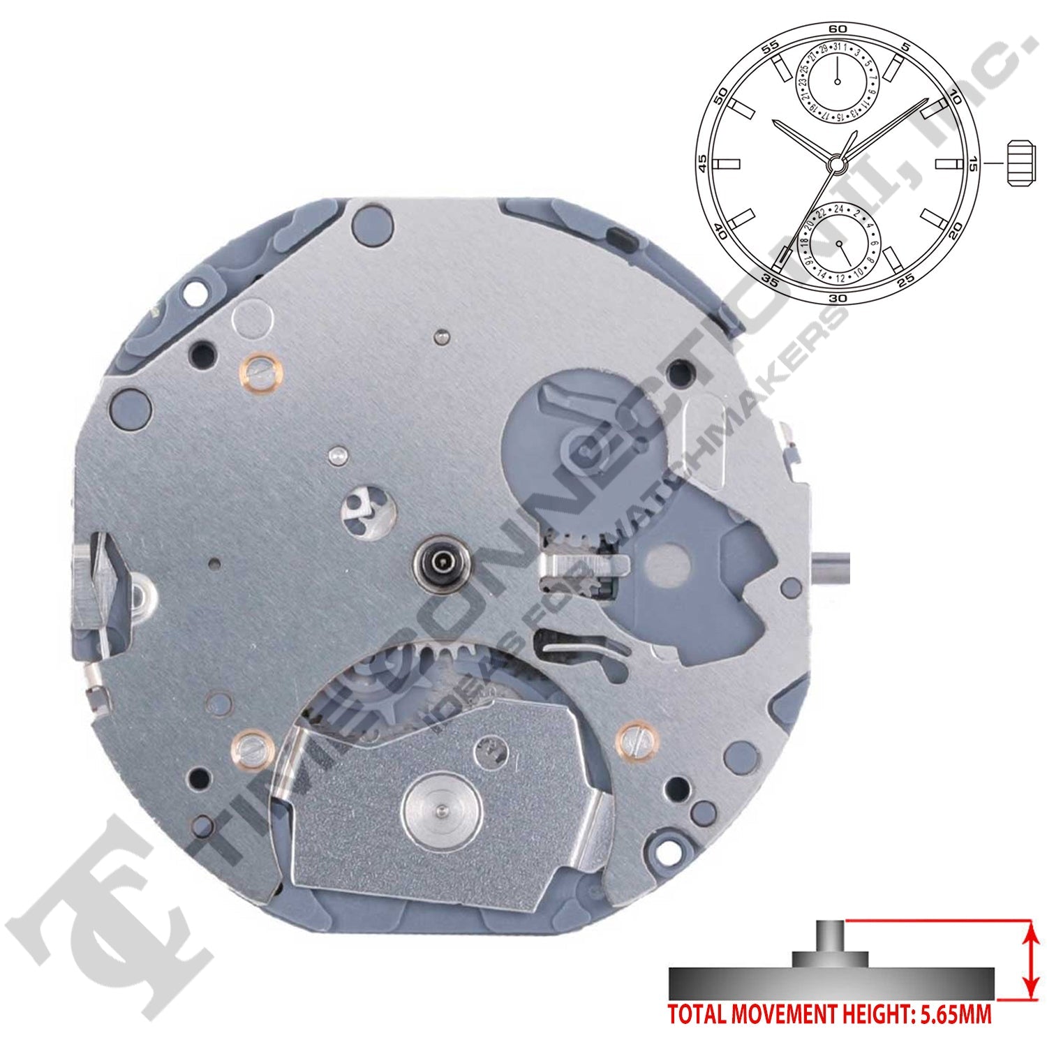Miyota/Citizen LTD 6P73 3 Hands Japan Quartz Movement Ht.5.65MM