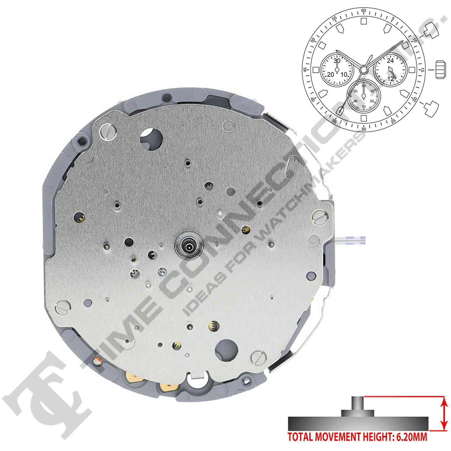 Miyota/Citizen LTD JS20 3 Hands Japan Quartz Movement Ht. 6.20MM