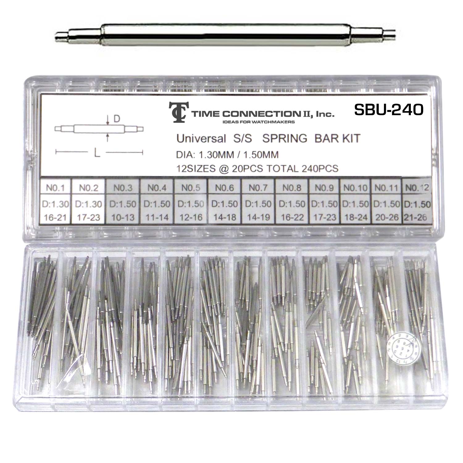 Wire Spring Watch 240 Stainless Steel Universal Spring Bar Assortment (1.3 & 1.5mm ...