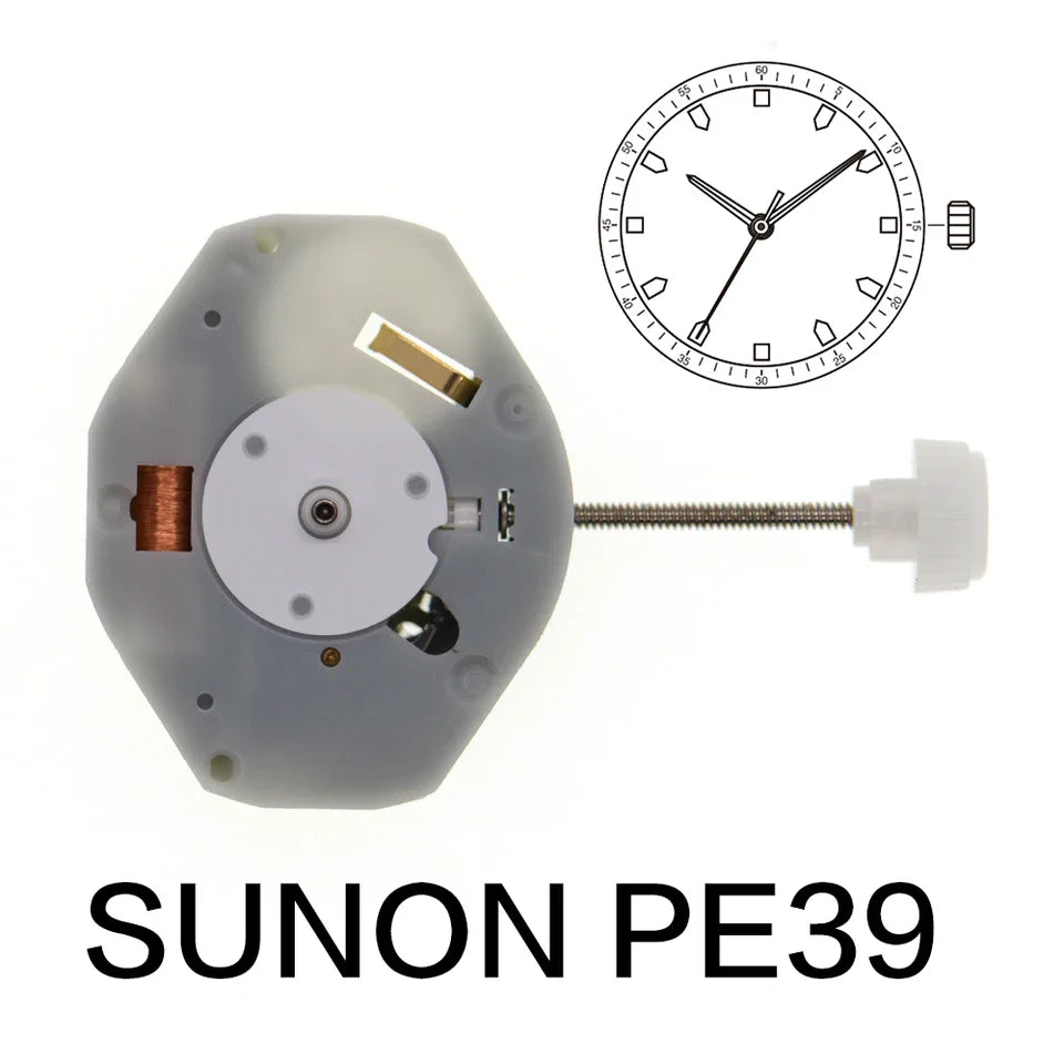 SUNON PE39 3 Hands Chinese Quartz Watch Movement Ht. 4.75mm