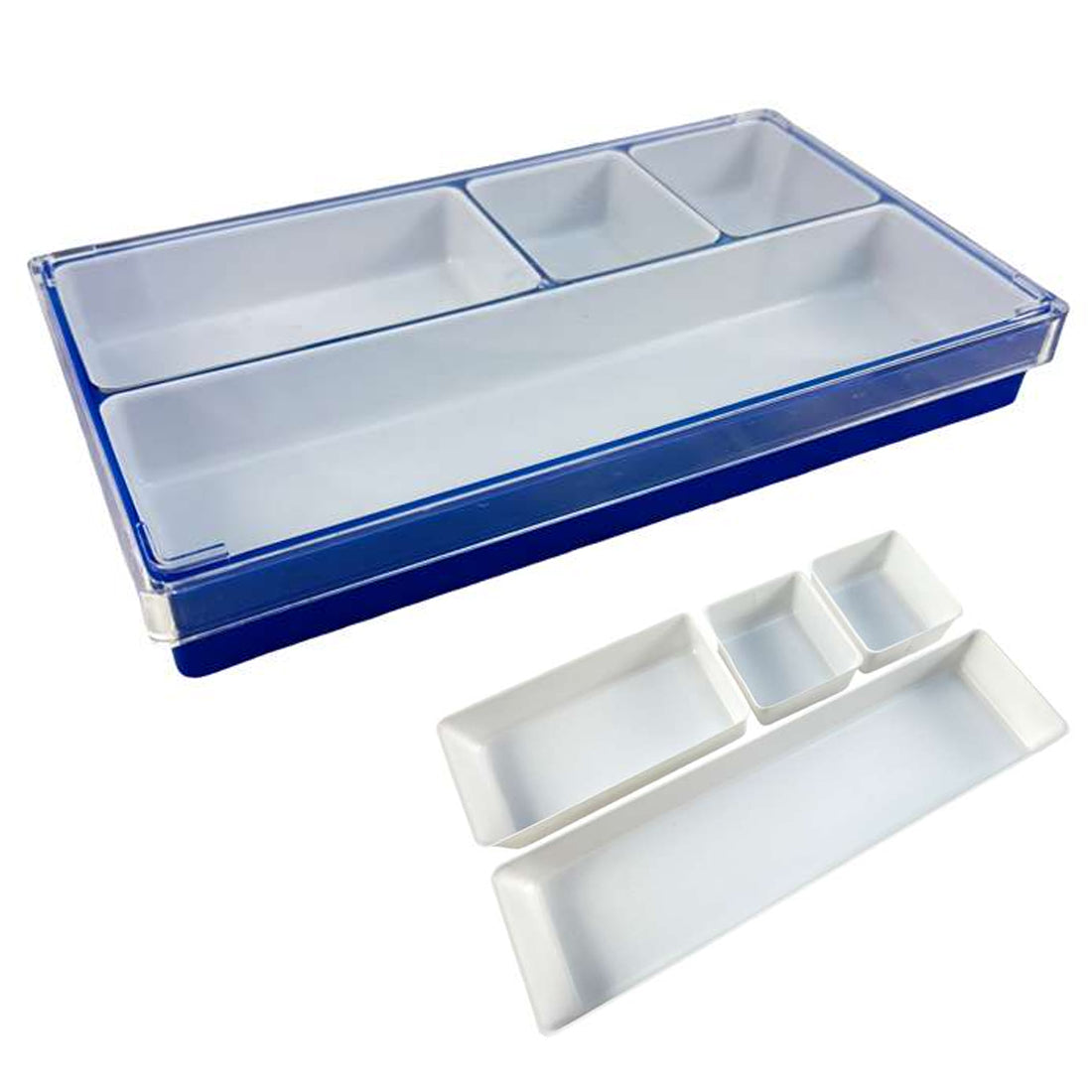 Clear Large Watch Repair Trays with Individual Compartments Stackable (Various Colors)