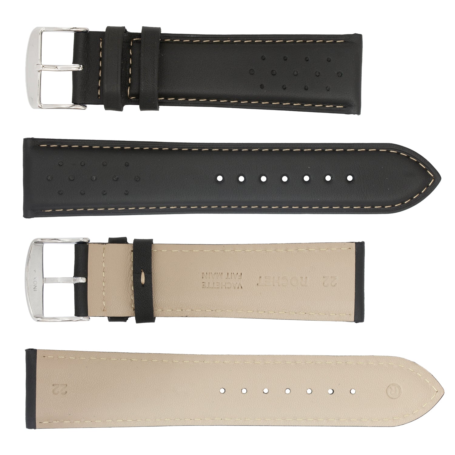ROCHET ZRC No. 542 Cowhide Sport Fine Leather Straps with Contrast Stitching (18mm~22mm)