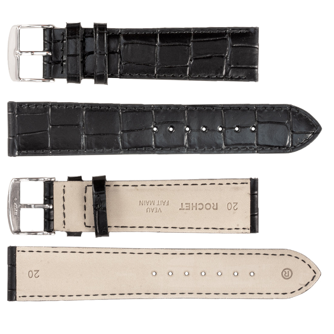 ROCHET ZRC No. 549 Alligator Grain Fine Leather Straps (12mm ~ 24mm)