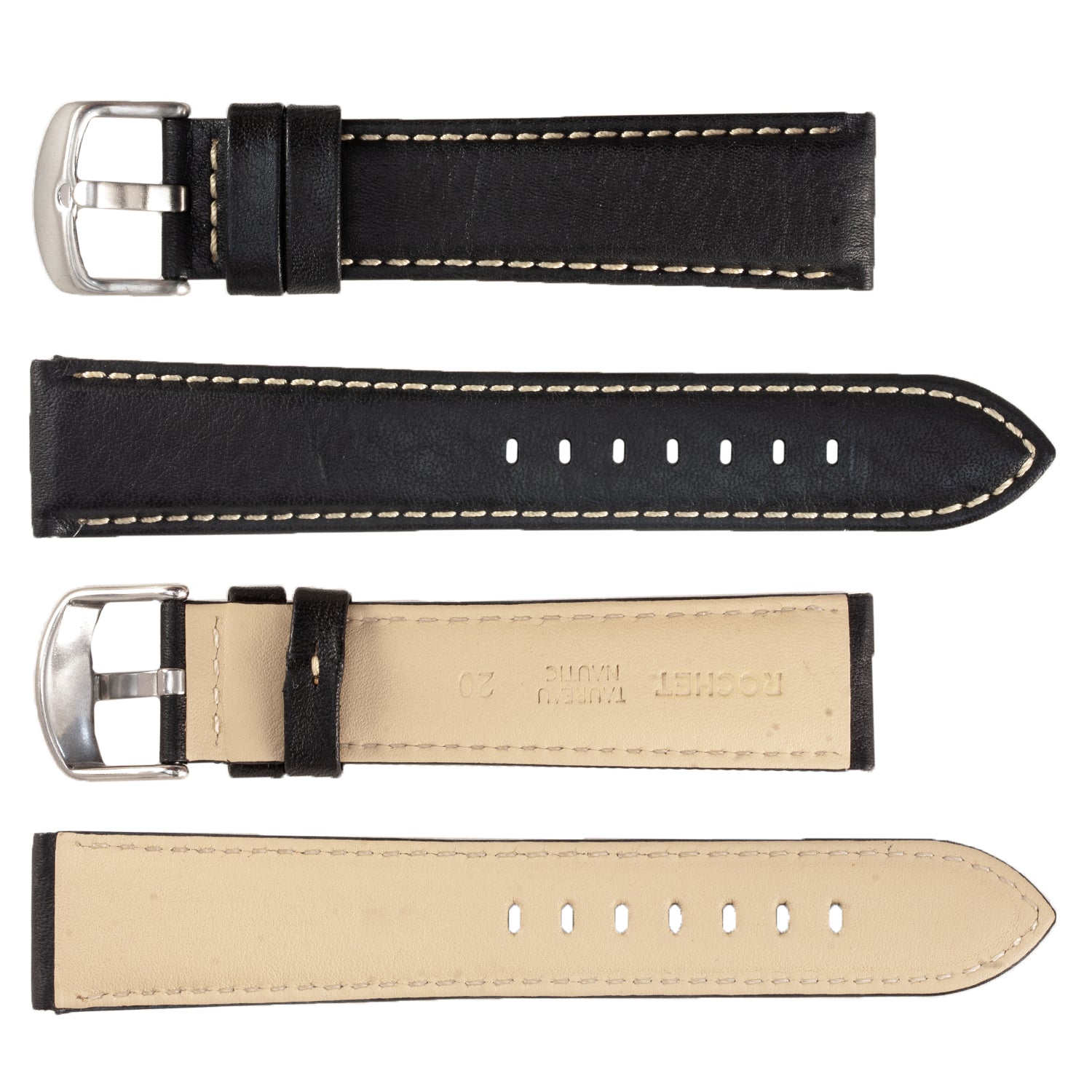 ROCHET ZRC No. 552 Bull Fine Leather Straps with Contrast Stitching (16mm~26mm)