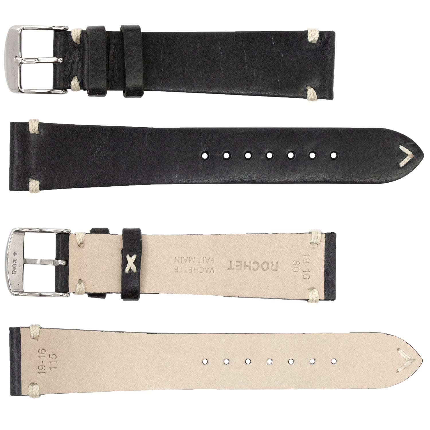 ROCHET ZRC No. 740 Cow Vintage Watch Straps with Hand-Sewn Stitching (19x16mm)