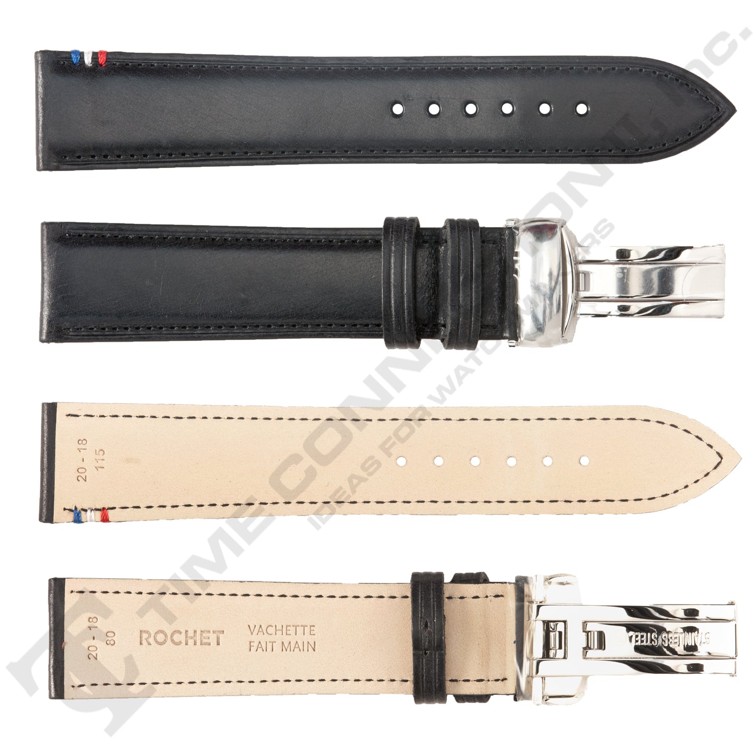 ROCHET ZRC No. 790 Cowhide Grain Butterfly Deployment Buckle Leather Straps (18mm~22mm)