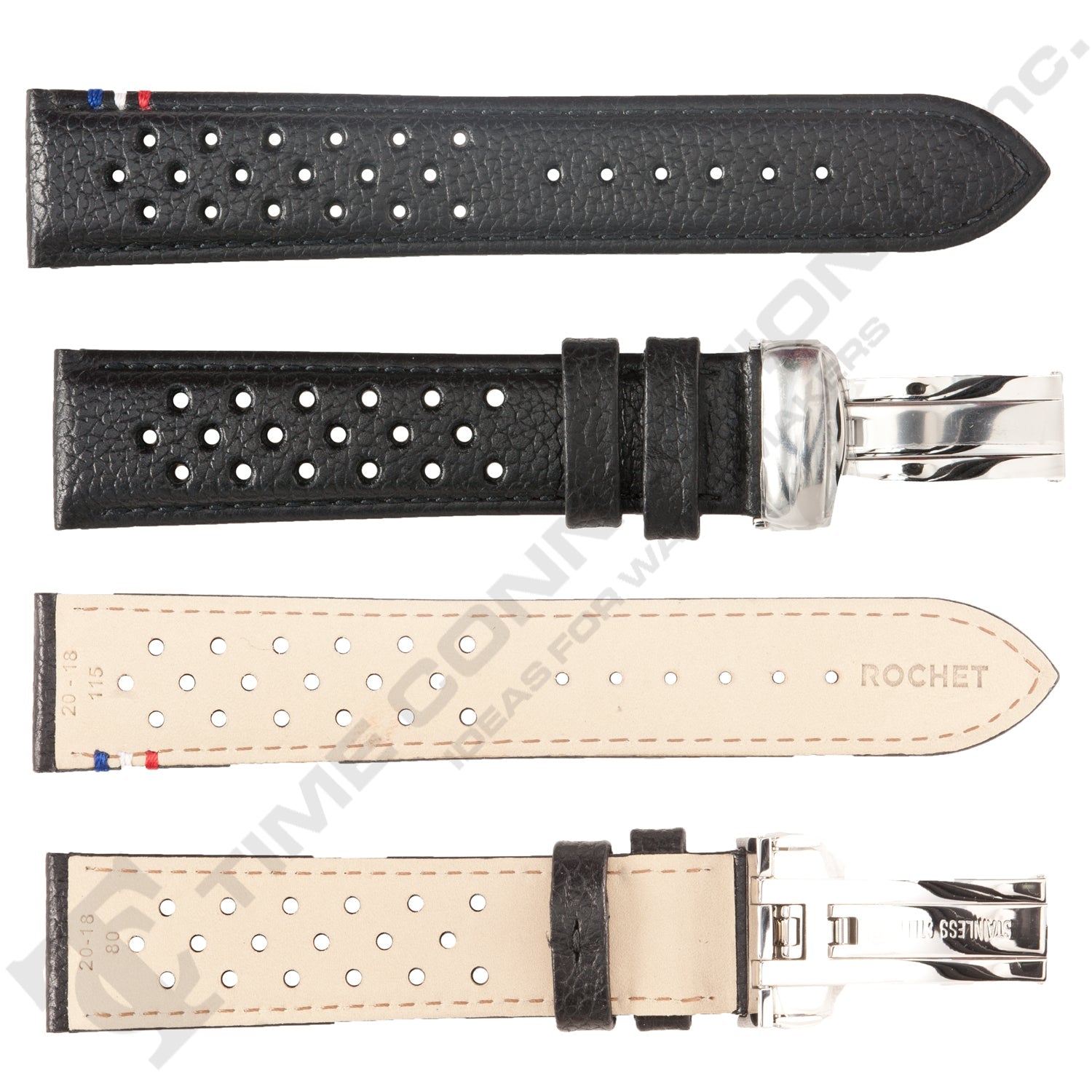 ROCHET ZRC No. 792 Calf Grain Deployment Buckle Leather Straps (18mm~22mm)