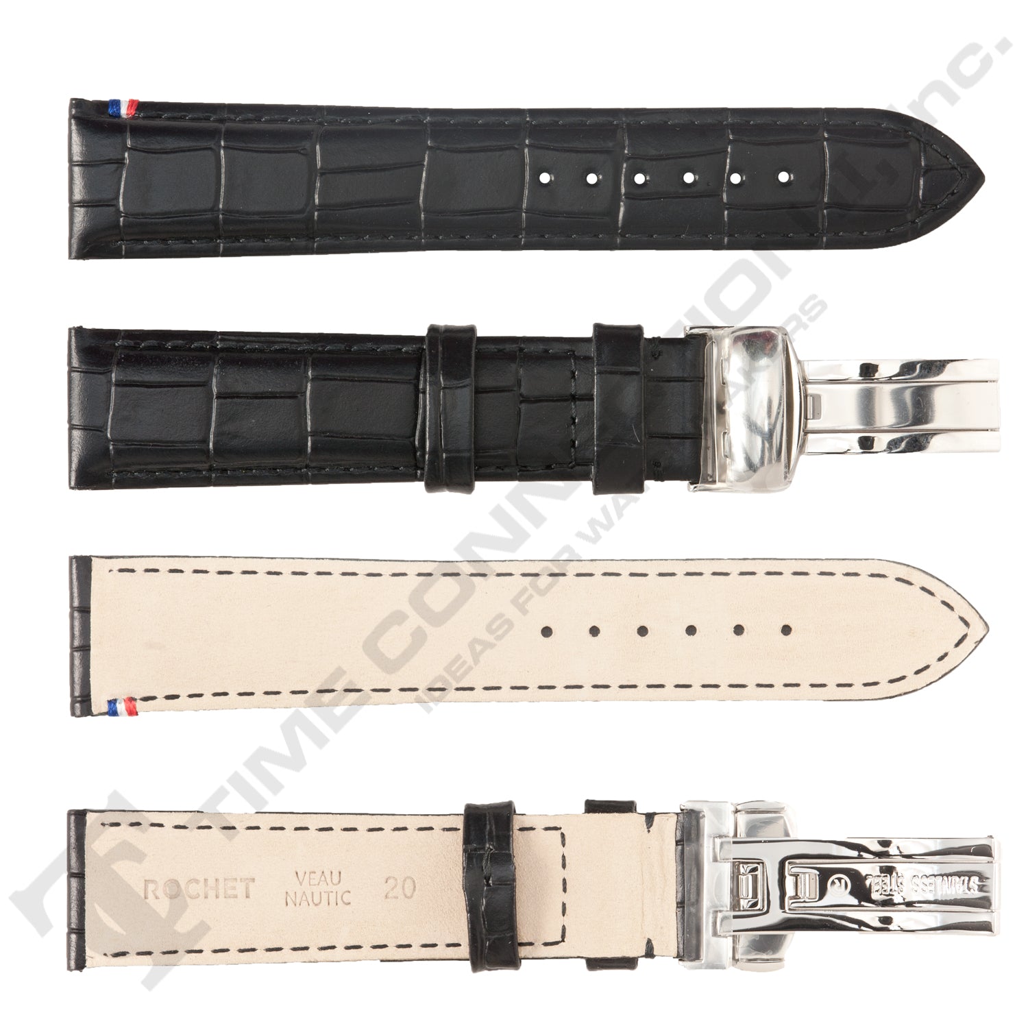 ROCHET ZRC No. 794 Calf Grain Deployment Buckle Leather Straps (18mm - 22mm)